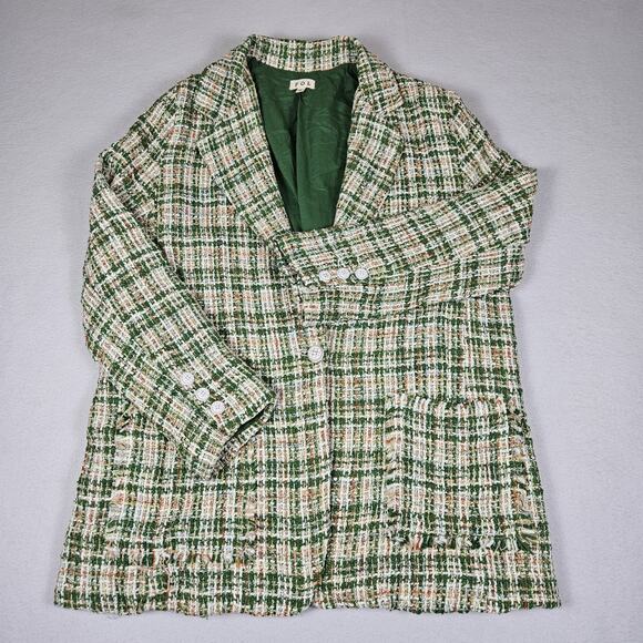 Anthropologie POL Evie Boucle Tweed Jacket S Blazer Woven Overcoat Plaid Cottage - Picture 16 of 16